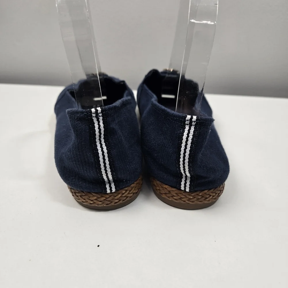 Nautica Women's Navy Loafers with Brown Braided Sole